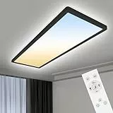 YIFMOO 24W LED Deckenleuchte Flach Dimmbar, 2700K-6500K Ultra Panel Deckenlampe mit Fernbedienung, IP54 Deckenleuchten Dimmbar für Wohnzimmer Schlafzimmer Badezimmer Büro Küche, 60x20x2,7cm, Schwarz