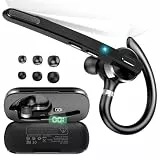 Thunelec Bluetooth Headset V5.3, Wireless Freisprech Telefon mit CVC 8.0/ENC Dual Mic, APTX, Mute Zwei-Geräte-Verbindung Headset Handy, 90 Std Spielzeit Bluetooth Ohrhörer mit Ladebox Hellgrau
