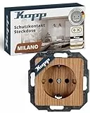 Kopp MILANO Schutzkontaktsteckdose aus Eichen-Echtholz - Hochwertige 1-fach Unterputz-Steckdose 16A - Stilvolle IP20 Einbausteckdose ohne erhöhten Berührungsschutz - Steckdosen-Unterputz 250V~