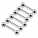 KJM FASHION 6 Stk Chirurgenstahl Hantel Ohrstecker 1,2 mm 16 g 10mm 3/8 12mm 1/2 3mm Kugel Daith Cartilage Tragus Daith Ohrringe Eyebrow Piercing Schmuck 4603