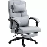Dowinx Chefsessel Bürostuhl Ergonomisch mit Fußstütze, Verstellbare Lendenwirbel und Kopfstützen, Ergonomischer Bürostuhl, Computerstuhl mit Hoher Rückenlehne, Bürostuhl 150 KG (Grau)