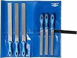 PFERD TOOLS Werkstattfeilen-Set in PVC-Rolltasche, 6 Feilen, Flachstumpf, Kreuzhieb H1, H2, H3 und Länge 200mm, 300mm, 11800555 - für die Bearbeitung rechtwinkliger Geometrien