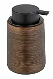 WENKO Seifenspender Mod. Palena, nachfüllbarer Pumpspender aus dem hochwertigen Kunststoff Polyresin mit breitem Pumpkopf für bis zu 250 ml Flüssigseife oder Spülmittel, 10 x 14 x 8,5 cm, Bronze