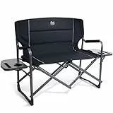 TIMBER RIDGE Campingstuhl Faltbar für 2 Personen Regiestuhl klappbar 300KG Belastbar Angelstuhl Klappstuhl XXL 2-Sitzer mit Seitentisch für Picknick Camp Festival Turnier