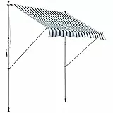 Outsunny Markise Gelenkarmmarkise Klemmmarkise Höhenverstellbar Sonnenschutz Faltarm Handkurbel Balkon Alu Grün 200 x 150cm