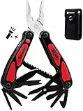 BIBURY Multitools Pliers, 14 in 1 Multifunktionale Zange mit Taschenlampe, Dosenöffner, Schere, Taschenwerkzeug Multi Tool mit Nylon Tasche für Reparieren, Camping, Geschenke für Mann, Papa