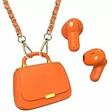 ANCwear Ear Buds, Bluetooth 5.3 In-Ear-Kopfhörer, 13-mm-Treiber liefern Premium-Sound-Kopfhörer, 22 Stunden Spielzeit, echte kabellose Ohrhörer mit einzigartiger Mini-Handtaschen-Ladehülle (Orange/PU)