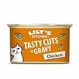 Lily's Kitchen Natürliches Nassfutter für ausgewachsene Katzen, Dose, Schmackhafte Stücke in Soße mit Huhn, getreidefreies Rezept (24 x 85g schalen)