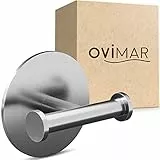 ovimar doppelter Handtuchhaken Hirsthals | ohne Bohren | Edelstahl | Silber | für das Bad als Handtuchhalter | Haken auch als Geschirrtuchhalter oder Jackenhalter zum Kleben nutzbar