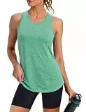 Wayleb Sport Top Damen mit V-Ausschnitt Ärmellos Leicht Atmungsaktiv Schnelltrocknend Tank Top für Sommer Freizeit Activewear Yoga Laufen Tennis Sportbekleidung, UPF 50+, Grün 3XL