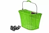 Fahrradkorb Rattan-Look – Retro Einkaufskorb für City- & Hollandrad – Mit EasyKlick-Halterung – Schnelle Montage (Grün)