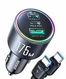 JOYROOM 175W 3-Port Zigarettenanzünder USB C mit 100W C-C Kabel, [3 GaN Chips] Auto Ladegerät Adapter, PD100W & QC3.0 Schnell Kfz Ladegerät für iPhone17/16/Samsung S26/Smartphone/iPad/MacBook/Laptop