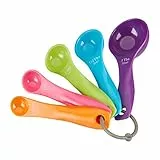 Relaxdays Messlöffel Set 5-teilig, amerikanisch, bunte Löffel, Kunstoff, metrisch, Teelöffel, Esslöffel, mehrfarbig