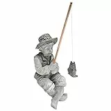 Design Toscano Junge Frederic mit Angel Figur, Maße: 38 x 24 x 17 cm, Braun