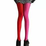 Strumpfhosen mehrfarbig Splice Kniestrümpfe Party Kostüm Strümpfe (Rot und Rose Rot)