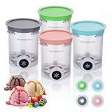4 Stück Behälter für Ninja Creami Swirl 480 ml, Ersatzbecher für Ninja Swirl Creami NC700 & NC701 Serie. Behälter BPA-frei, Spülmaschinenfest, Ninja Eismaschine Zubehör(Pints/Deckel/Auslaufstücke)
