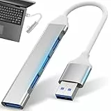 Retoo Hub USB 3.0 4-Port Verteiler Splitter Surface Desktop PC Verteiler für Desktop Laptop Computer Konsole Windows Flash Drive Drucker Tastaturen Geräten 5Gbps Mehrfachstecker Datenports Silber