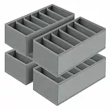 Homsorout Schubladen Organizer für Unterwäsche - 4er Set Schrank Organizer für PAX Kleiderschrank, 30 x 15 x 9 cm Baby Wickelkommode für Socken, Kinderkleidung, Dunkelgrau
