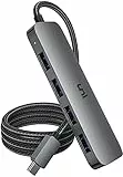 uni USB C 3.0 Hub 4-Port, 1.2M Ultra Slim Data Hub, kompatibel mit MacBook Pro, iPad Pro, MacBook Air, Dell XPS, Surface Book und mehr