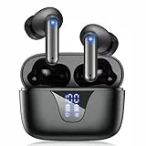 Eissix Bluetooth Kopfhörer, Kopfhörer Kabellos mit Mikrofon, Touch Control, 50 Std Spielzeit, Ladecase, LED-Anzeige, Wasserdicht Bluetooth 5.3 In Ear Ohrhörer für iOS Android Sport-Schwarz