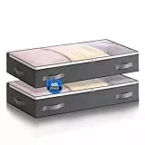 Boic 2 Stück 60L Unterbettkommode, Unterbett Aufbewahrung, Große Aufbewahrungsbox Mit Deckel, Faltbare Bettkasten Aufbewahrung Für Bettwäsche Schrank Für Bettdecken Decken Kleidung
