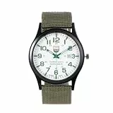 JSDDE Herren Armbanduhr mit Nylon Textil Uhrenarmband Casual Herrenuhr mit Nylonband Analog Quarzhr, 12/24-Stunden-Anzeige Zahlen Zifferblatt, Datumsanzeige (Grün)
