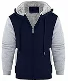 igeekwell Kapuzenpullover Herren, Langarm Reißverschluss Fleece Kapuzenjacke,Herren Karierte Jacke Winterjacke Sweatjacke zum Wandern Laufen Outdoor-Sportarten