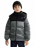 SOLOCOTE Jungen Wintermantel Schwer Wasserabweisend Kapuzen Steppjacke Dick Glänzende Oberbekleidung Kinder Winterjacke Grau 128