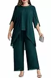 Hanna Nikole Sommer Zweiteiler Damen GroßE GrößEn Abendanzug Chiffon Hosenanzug Eleganter Hochzeitsgast Festmode Cocktail Abendmode Festliche HosenanzüGe Party Outfit Festliches Outfit