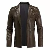 YFFUSHI Herren Lederjacke Freizeit Kunstleder Bikerjacke Regular Fit PU Motorradjacke Stehkragen Übergangsjacke, Braun, XL
