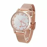 NUOVO Damen Roségold Uhr mit Diamanteinlage, Elegante und modische gewebte Mesh Armbanduhr