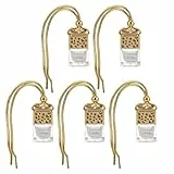HEMOTON 5 Stück Teiliges Leerer Hängender Glas parfümflaschen Auto Aromatherapie Diffusor Nachfüllbar Dekorativ für Auto Innenraum Büro Zuhause Lufterfrischer Anhänger Goldfarben