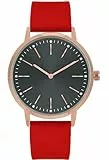 Comtex Damenuhr Rot Silikonband Rose Gold Shell Uhr Kristall Diamant Elegante Damenuhr…