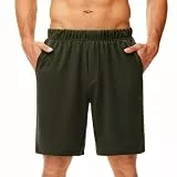 Wayleb Kurze Hose Herren Baumwolle Atmungsaktiv Bequem Freizeit Shorts Zuhause Sommer, Armeegrün L