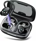 Bluetooth Kopfhörer Sport, Kopfhörer Kabellos Bluetooth 5.3 mit HD Mic, In Ear Kopfhörer mit 4 ENC Klarer Mic,72 Std Kabellose Kopfhörer mit Tiefer Bass,IPX7 Wasserdicht Ohrhörer mit Ohrhaken(Schwarz)