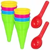 Toyvian Strandspielzeug für Kinder – 10-teiliges Eiswaffel-sandspielzeug-Set, Eiswaffelbecher Und Kugellöffel aus Kunststoff, Sandkasten-Formen-Set für Sommerliche Aktivitäten im Freien, im Garten,