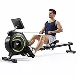 YPOO Rudergerät für Zuhause,Leise Rudergeräte Klappbar Magnetische,16 Widerstandsstufen,Upgrade Doppel-Slide-Rails,Rudermaschine LCD-Datenanzeige,Exklusiver APP,Belastbar bis160KG,Vertikal Verstaubar