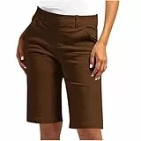 EMATOP Kurze Hose Damen Sommer Chino Shorts Baumwolle Lässige Sporthose Leichte Einfarbig Sommerhose Hohe Taille Wander Outdoorhose mit Taschen Radhose Stretchy Elegant Golfshorts für Frauen