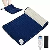 Elektrisch Fußwärmer & Heizkissen 2 in 1, JOBYNA Extra Große Wärmetherapie-Pad zur Schmerzlinderung mit Gürtel, 30-70℃ & 10-90min Einstellbar für Zuhause & BüRo (45 * 70cm)