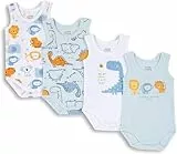 Chicco, Babybody für Jungen, 4er-Set Bodys, Ärmellos, Aus 100% Baumwolle, Mit Praktischer Öffnung, Babykleidung für 0-3 Monate, Designed in Italy