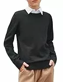 Arshiner Strickpullover für Jungen Langarm Herbst Winter Einfarbig Junge Pullover Rundhals Basic Schooluniform Stricken Sweater Langarmshirt für Kinder Schwarz 160