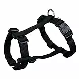 TRIXIE Premium H-Geschirr Größe L–XL: Brustumfang 75–120 cm/25 mm in schwarz - verlässliches Hundegeschirr, Bruststeg, Nacken- und Bauchgurt stufenlos verstellbar für sehr große Hunde, 203501