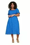 Trendyol Damen Midi A-line Relaxed Fit Woven Plus Size Dress Kleid, Indigo, 48