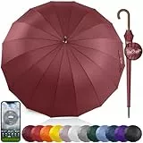 Royal Walk Groß XXL 54 inch Automatik Reise Golf Regenschirm für Damen und Herren Sturmfest Windsicher Leicht Klassisch für 2 Personen Holzgriff Wasserabweisend 16 Rippen Unisex 120cm