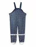 Playshoes Matschhose Regenlatzhose Ungefüttert Unisex Kinder Wind- und wasserdichte Regenhose Regenbekleidung, Marine Punkte, 116