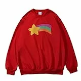 Mabel Pines Cosplay Kostüm Pullover Regenbogen Rundhals Sweatshirt Langarm Top für Damen Mädchen, Rot/Ausflug, einfarbig (Getaway Solids), 4X-Large