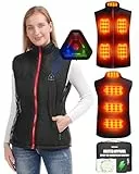 CYCYHEAT Beheizbare Weste Damen mit Powerbank 12000mAh 7,4V - Leichte Heizweste Jacke, Mantel mit Akku, Beheizte Kleidung, 4-in-1-Smart-Controller Geeignet Zum Radfahren, Outdoor-Arbeit