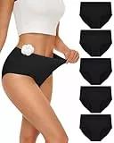SIMIYA Unterhosen Damen Baumwolle 5er Pack Unterwäsche Frauen Mehrpack Hoher Taille Hipster Unterwäsche Damen Atmungsaktiv Panties Weich Damen Slips(5×Schwarz,XL)