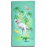 ESPiCO Strandlaken Dino Grün Badetuch Dinosaurier Palmen Tier Saurier T-Rex Strandtuch 75 cm x 150 cm