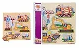 Eichhorn – Baufahrzeuge Puzzle mit 12 Teilen, ideal für kleine Baumeister ab 2 Jahren, farbenfrohe Motive zur Förderung der Feinmotorik, 22,5x22,5 cm groß, aus 100% FSC zertifiziertem Pappelsperrholz